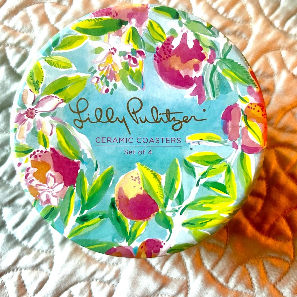Lilly Pulitzer Ceramic Coasters Set - Blue, Green, Pink